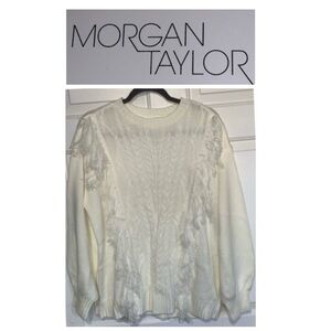 🎄 MORGAN TAYLOR White Fringe Sweater NWT 1X